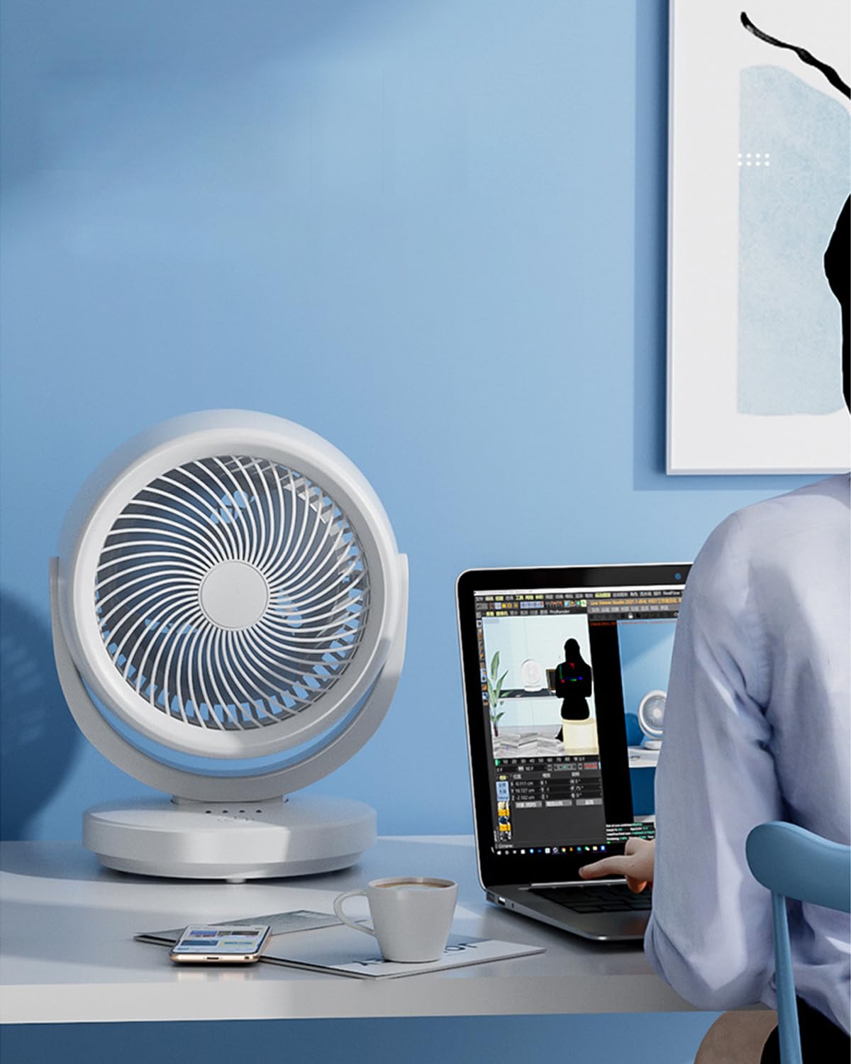 HANNEA Table Fan Small Size, Portable Rechargeable Mini Fan, USB Battery Fan Electric 8 Inch Hanging Low Noise, 90° Rotation, 4 Speeds Personal Desk Fan for Kitchen Home Office Outdoor Camping HANNEA Table Fan Small Size, Portable Rechargeable Mini Fan, USB Battery Fan Electric 8 Inch Hanging Low Noise, 90° Rotation, 4 Speeds Personal Desk Fan for Kitchen Home Office Outdoor Camping